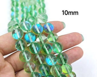 Cristallo Aurora Opaco Perline Di Vetro Pietra Gemma 8MM Rosa Glitter Smerigliato Sirena Brillante Perline Rotonde Sciolto Pietra Di Luna Smerigliato Per La Fabbricazione Di Gioielli - Foto 2