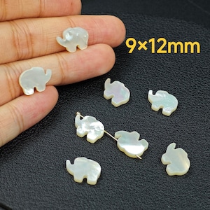9×12 mm Mother Of Pearl Elephant Beads , Natural White MOP Elephant Beads , Lucky Elephant Beads , Shell Elephant Beads, 5 pcs or more, YB78