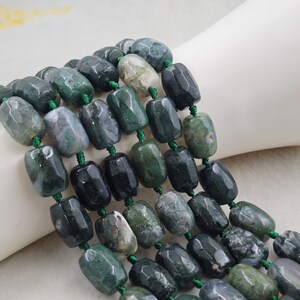 13×18 mm fasetterade djupgröna mossagatpärlor, 18 st fasetterade mossgröna agatpärlor, grova gröna mossagatpärlor, YB677
