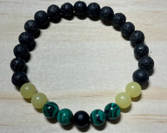 Bransoletka Jamajka na zamówienie Peridot Malachite Onyx Lava Beads