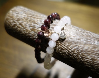 Bransoletki Manifest Love Rose Quartz lub Granat Joga Intencja Czakra serca