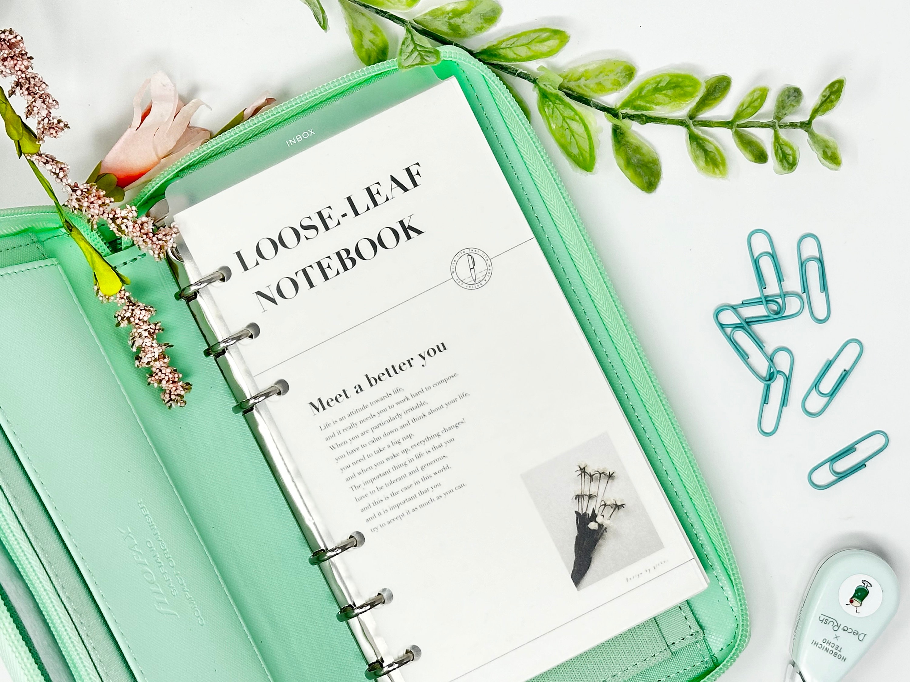 Inbox A5 Planner Dashboard Minimal Planner Frosted Insert for Six Ring Agenda Available in 2 Sizes.