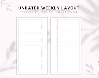 Weekly Personal Planner | Vertical Layout Personal Insert | Undated Monday to Sunday Agenda| PDF for 6 Ring planners