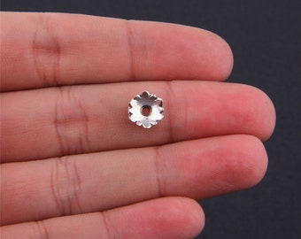 2 x CHUNKY TRUMPET FLOWER CONE BELL TIBETAN SILVER Pretty Bead Caps 8mm x 11mm