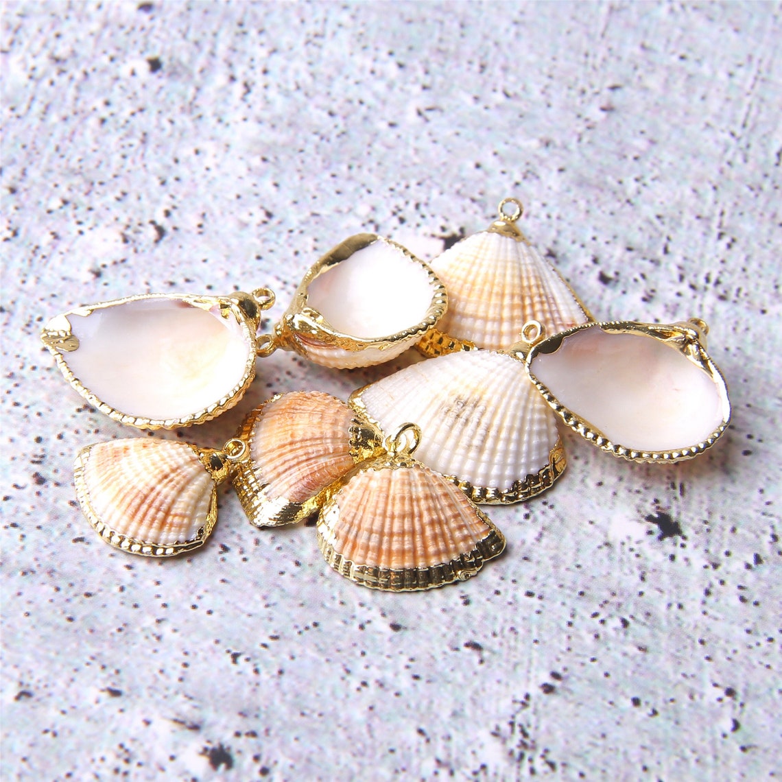 Plated Shells 4/10/20pcs Natural Sea Shells Cowrie Shell Gold Plated Shell Pendants ...