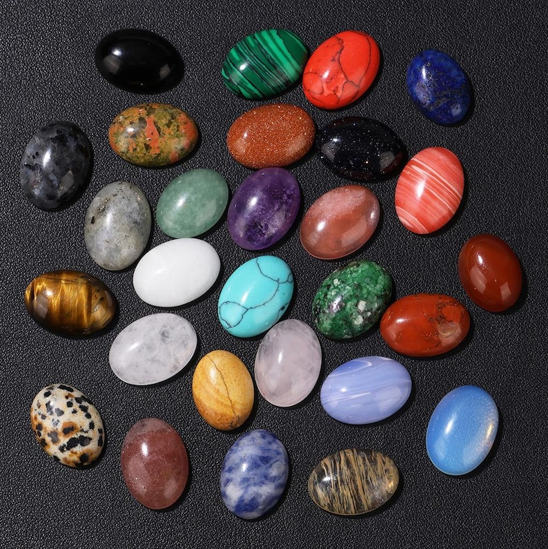5 Stück 6 mm 10 mm 14 mm 18 mm 25 mm Naturstein Oval Cabochon Cabochon, polierte Cabochons für Schmuck Edelstein Charme, ovale Cabochon Partien Bild 6