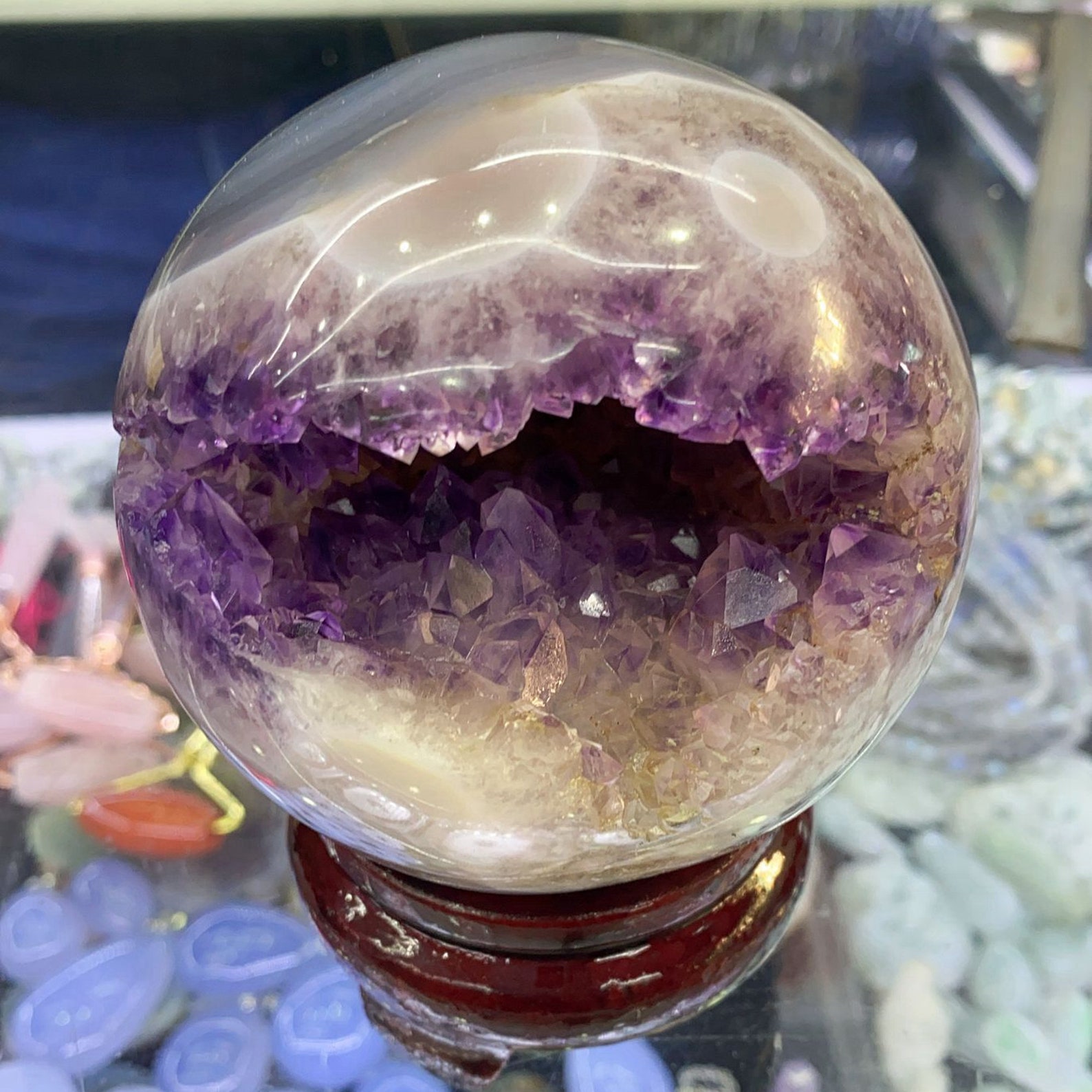 1pc 90mm Natural round purple agate druzy sphere quartz geode Etsy