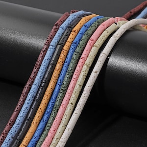 4X13MM Natural Colorful Lava Tube Volcanic Rock Stone Tubular bead Spacer Healing Energy Gemstone Beads For Jewelry Making Earring Necklace