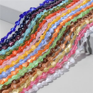 8mm Cat Eye Love Heart Shape Natural Stone Beads Charm Opal Loose Spacer Beads for Jewelry Making Charms Bracelets Accessories