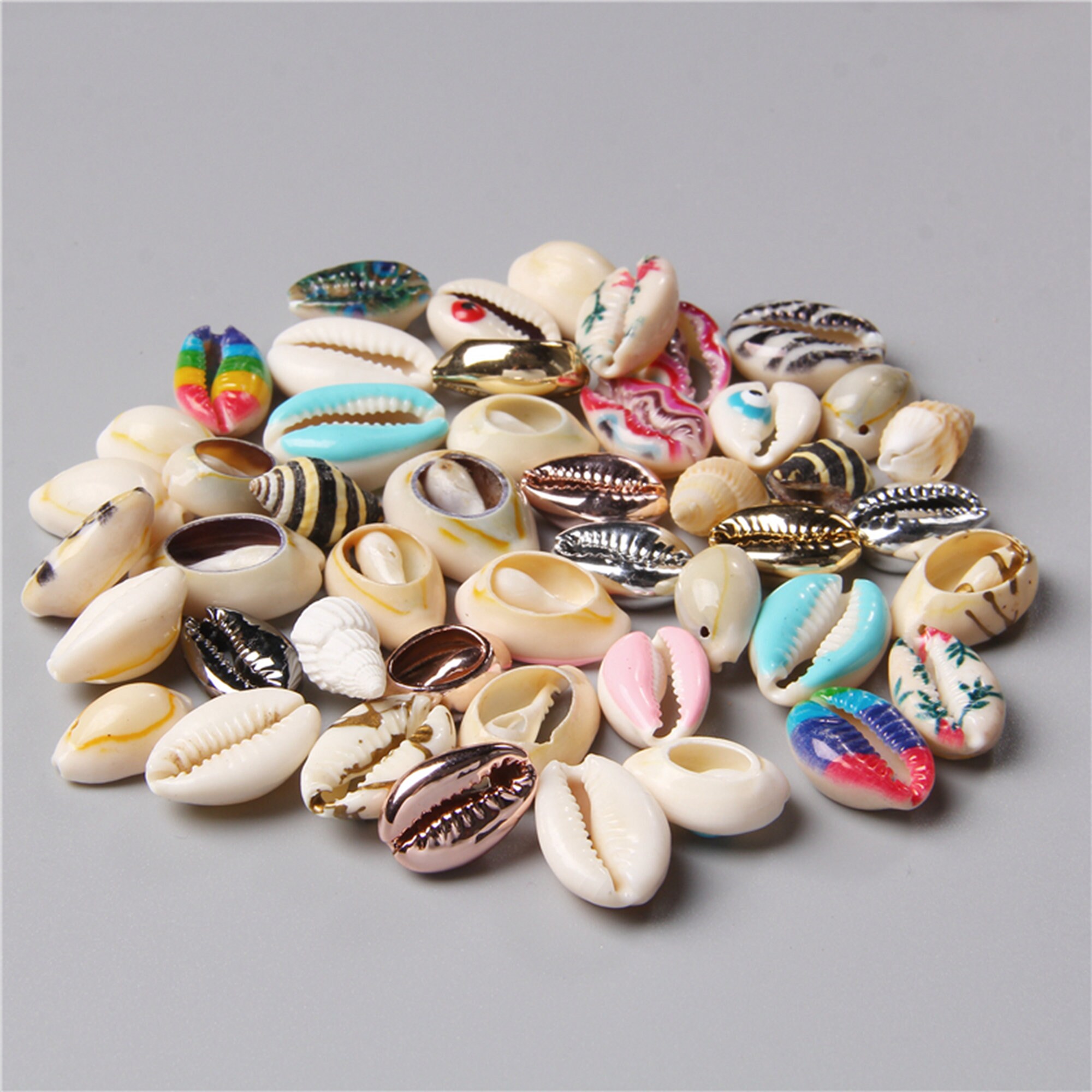 30pcs Natural Seashells Cowrie Shell Gold Silver Colorful - Etsy