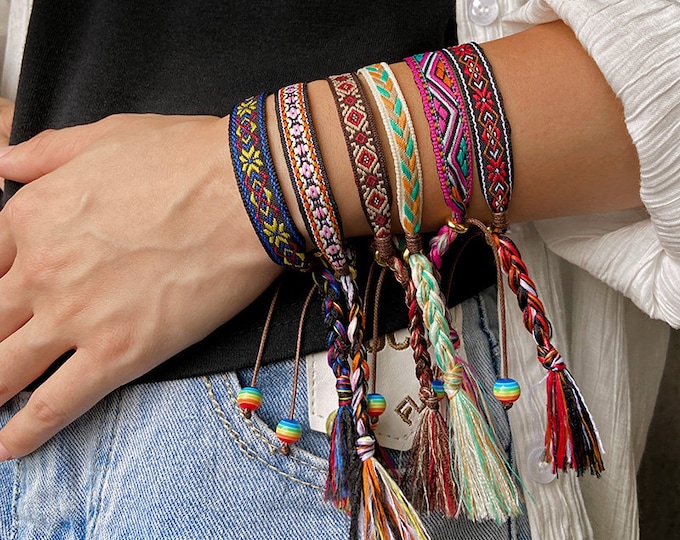Fashion Bohemia Retro Boho Colorful Weave Rope Friendship Bracelets Woman Men Lucky Handmade Cotton Bracelet & Bangles Ethnic Jewelry Gifts