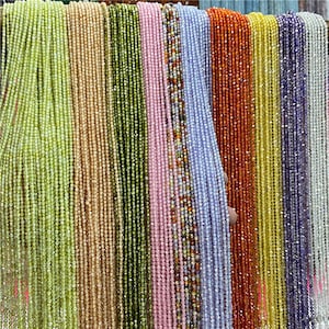 2mm 3mm colourful micro faceted Zircon beads 15.5&quot; Strand tiny Round loose spacer tiny small Zircon Beads for jewelry making finding diy