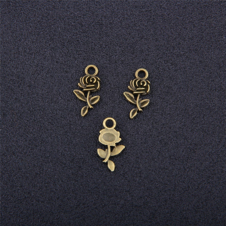 50pcs Bronze Rose Charms Antique Rose Charm Metal Charm Tiny Etsy