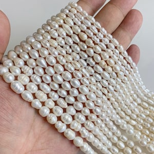 Irregular Baroque Raw Natural Freshwater Pearl Beads Rice Shape 100% Natural Pearls Beads for Jewelry Making DIY Women Bracelets 3-8mm