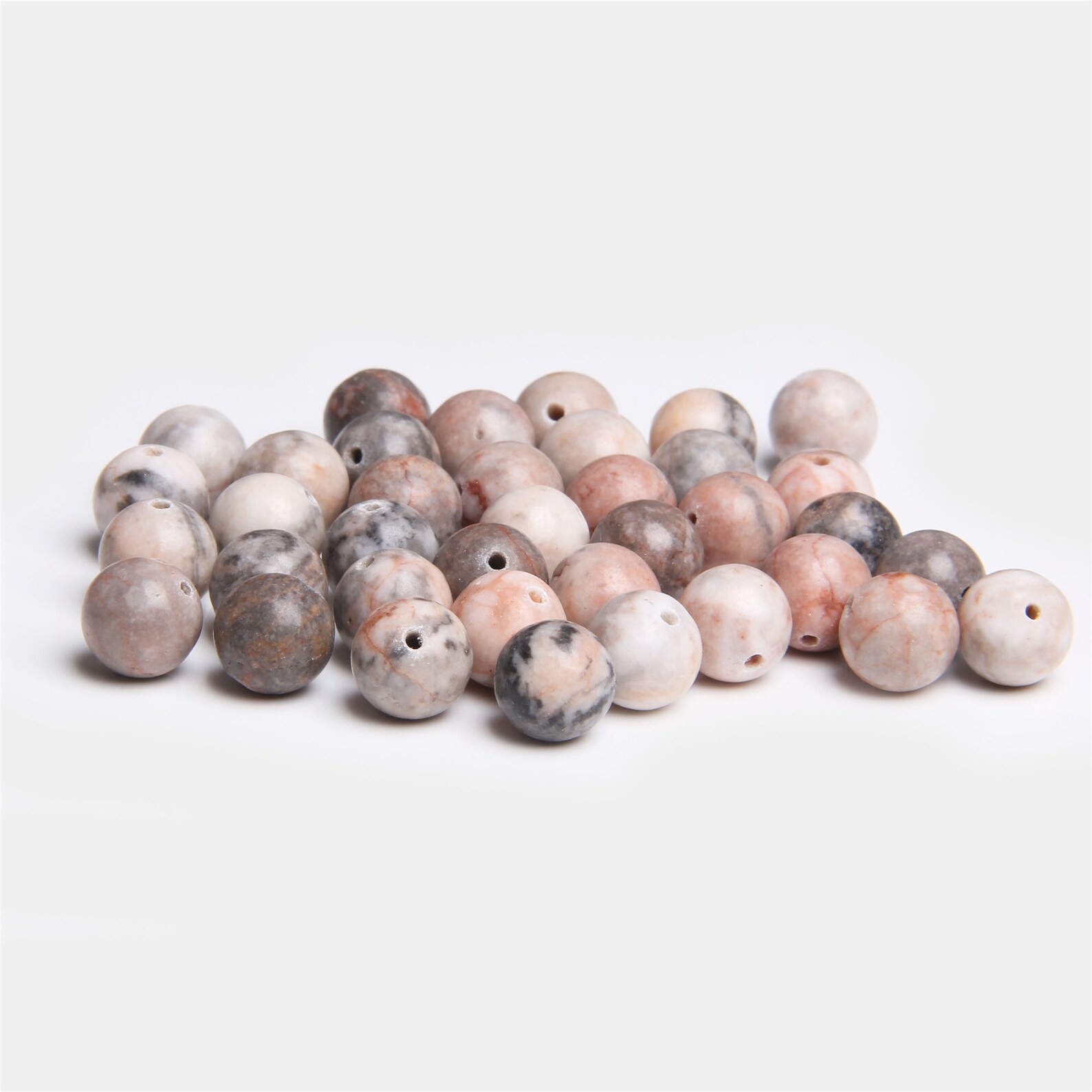 Natural Pink Zebra Beads Travertino Alhambra Stone Beads Round Etsy