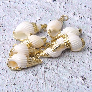 4/10/20pcs Natural Sea Shells Cowrie Shell Gold Plated Shell Pendants Seashell Charm Nature Shell Charm Gold wrapped Shell Pendant Sea image 3