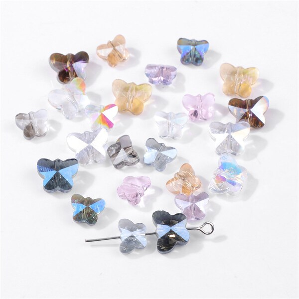 Czech Crystal Faceted Glass Beads AB Color Charms Butterfly Loose Findings Crystal Spacer Beads for Jewelry Making DIY Handmade Earring