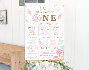 Sweet One Candy Milestone Sign--SELF EDIT download--First Birthday--Lollipop--Candy Land--Vintage Storefront--Sweet to be One--Candy Shop