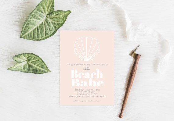 Beach Babe Baby Shower Invitation--Self Edit--INSTANT DOWNLOAD--Surf Invite--Surfer Girl--Mermaid Baby Shower--Beach Baby Shower--Pool Party Il_570xn