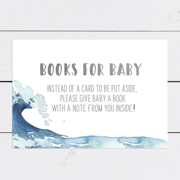 Surf Books for Baby Card--DIGITAL DOWNLOAD--Ocean--Boy Baby--Beach Theme--Surfboards--Tropical Shower--Baby on Board--Surfer--Pool Shower