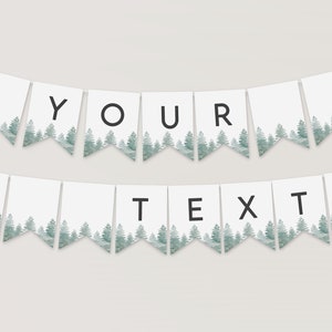 Adventure Bunting Banner--First Birthday Banner--SELF EDIT--Digital Download--Camping Birthday--Boys Birthday--trees--adventure baby shower