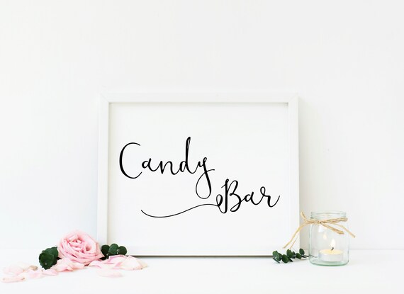 Candy Bar Sign--DIGITAL DOWNLOAD--Party--Birthday--Wedding--Bridal Shower--Bachelorette--Baby Shower--Table Decor--Black--Gold--8X10 Il_570xn