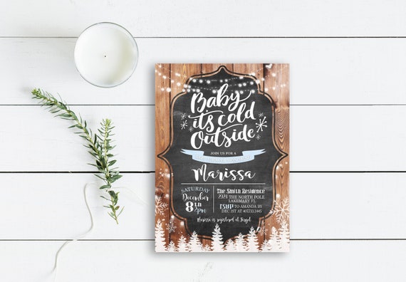 Baby It's Cold Outside Baby Shower Invite--DIGITAL DOWNLOAD--Christmas Baby--Hanging Lights--Farmhouse--Winter--Baby Boy--Baby Girl--Neutral Il_570xn
