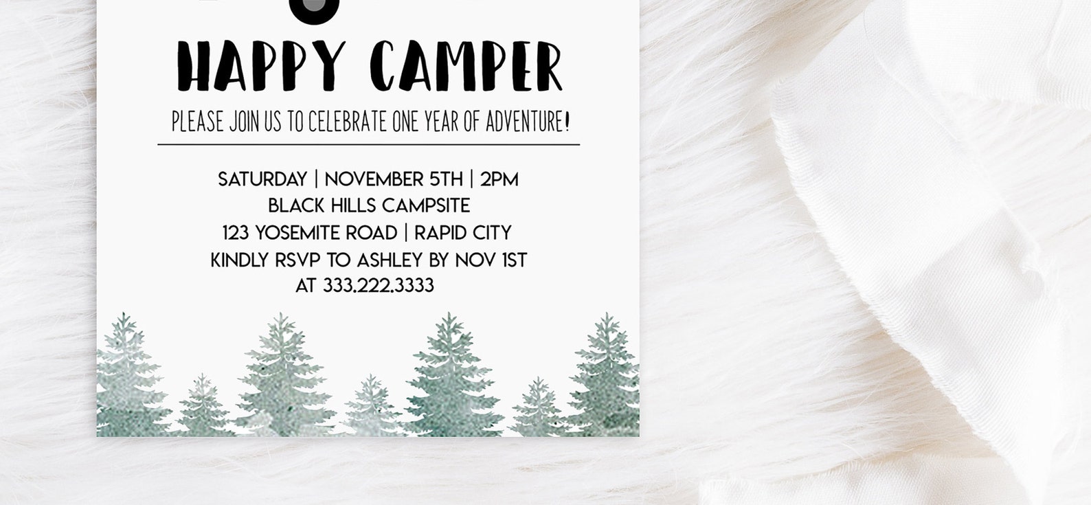 ONE Happy Camper Invitationself Edit DIGITAL - Etsy