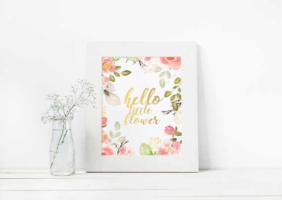 Hello Little Flower Decor Printable---INSTANT DOWNLOAD---Nursery Decor---Baby Girl--Boho---KIDS room--Birthday--Party Decor--8x10 Il_570xn