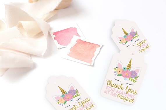 Unicorn "Thank You" Tags-----INSTANT DOWNLOAD----Birthday Party--baby shower--thank you--PINK Il_570xn