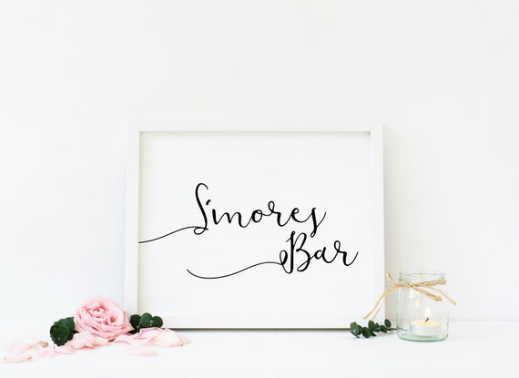 S'mores Bar Printable--DIGITAL DOWNLOAD--Party--Birthday--Wedding--Bridal Shower--Bachelorette--Baby Shower--Table Decor--Black--Gold--8X10 Il_570xn
