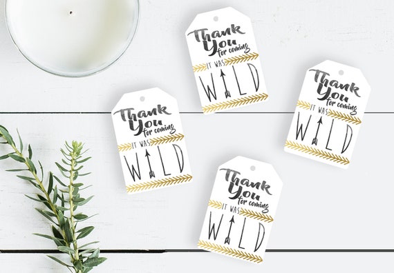 Wild One "Thank You" Tags---INSTANT DOWNLOAD---Birthday Party--baby shower--Bridal Shower--thank you--Gift--Gold Foil--Black--Neutral Il_570xn