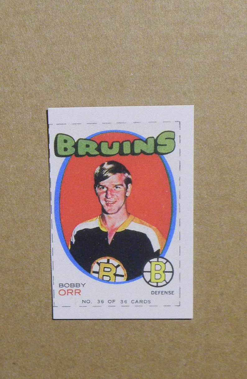Boston Bruins RP 1971 Bazooka Hockey #36 Bobby Orr