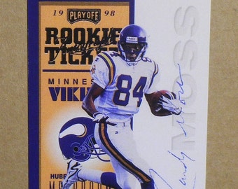 1998 Playoff Contenders Rookie Ticket Auto #92 Randy Moss [] Minnesota Vikings (RC) RP