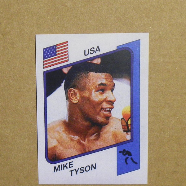 1986 Panini Supersport Alum Sticker #153 Mike Tyson (RC) RP