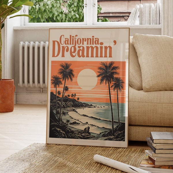 California Wall Print, San Francisco Wall Decor, Digital Download, California Print, Los Angeles Print, Travel Wall Art, Vintage Wall Art