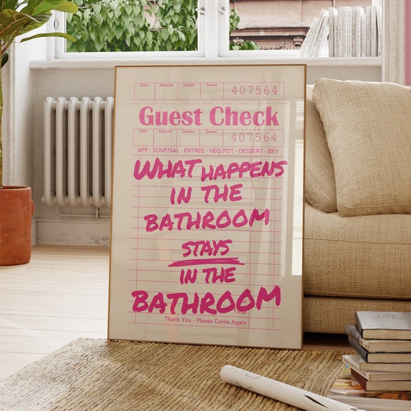 Pink Bathroom Art Etsy