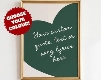 Custom Heart Wall Art: Personalised Quote Print, Funky Maximalist Gift for Friend