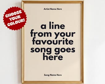 Custom Song Lyrics Print: Personalised Music Poster, Retro Customized Wall Art