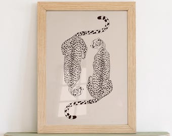 Cheetah Print: Brown Funky Retro Animal Wall Art, Preppy Dorm Apartment Decor (Digital Download)
