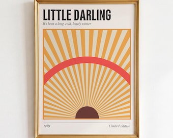 Here Comes The Sun-print: retro jaren 70 muziekmuurkunst, boho kinderkamerdecoratie