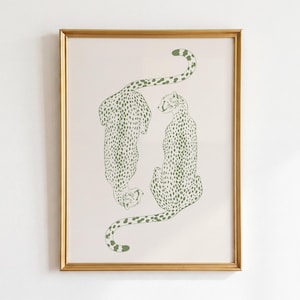 Cheetah Print: Sage Green Funky Leopard Wall Art, Girly Maximalist Apartment Decor (Digital Download)
