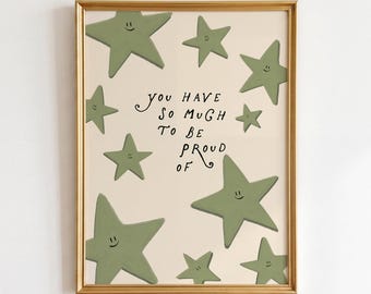 Positive Affirmation Wall Art: Green Mental Health Quote Print, Therapy Office Decor