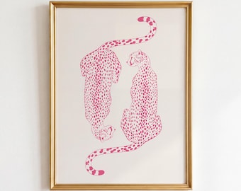 Pink Cheetah Print: Funky Leopard Wall Art, Girly Maximalist Apartment Dorm Decor (Digital Download)