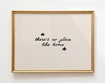 No Place Like Home Print: Hand-Drawn Minimalist Horizontal Wall Art
