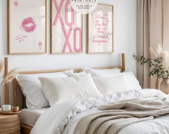 Light Pink Lucky 3-Piece Print Set: Funky Maximalist Dorm Wall Art (Digital Download)