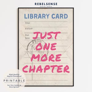 One More Kapitel Druck, Buchlese Wandkunst, Bibliothek Wanddruck, Bücherwurm Druck, Lese Geschenk, Bibliothekar Geschenk, Lese Zitat Poster