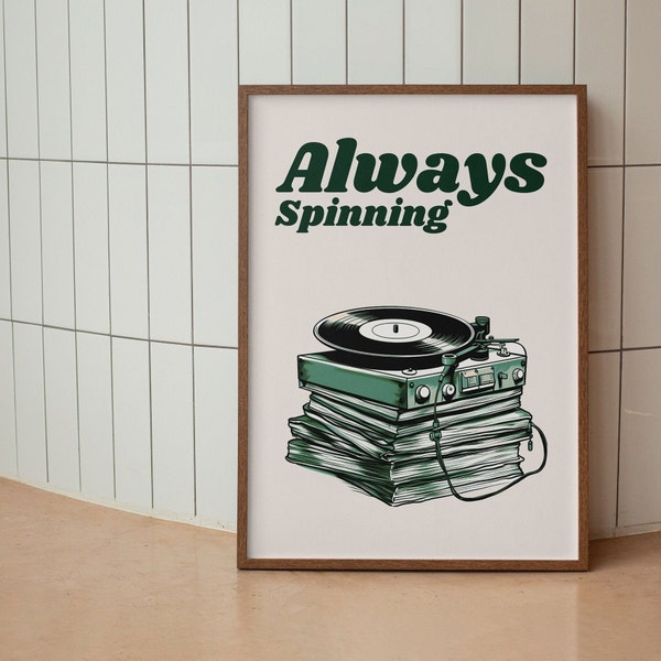 Musik-Vinyl-Wanddruck, Retro-Vinyl-Dekor, digitaler Download, Vintage-Musikdruck, Wohnzimmer-Dekor, Musik-Illustration, Vinyl-Schallplatten-Poster