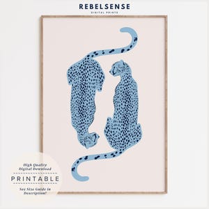 Blue Cheetah Print, Aesthetic Apartment Dorm Decor, Navy Blue Wall Art, Preppy Wall Art, Apartment Wall Art, College Dorm Decor, Leopard Art