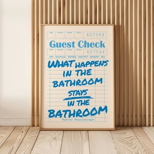 Funny Bathroom Print: Blue Funky Toilet Wall Art, Girly Apartment Decor (Digital Download) image 7